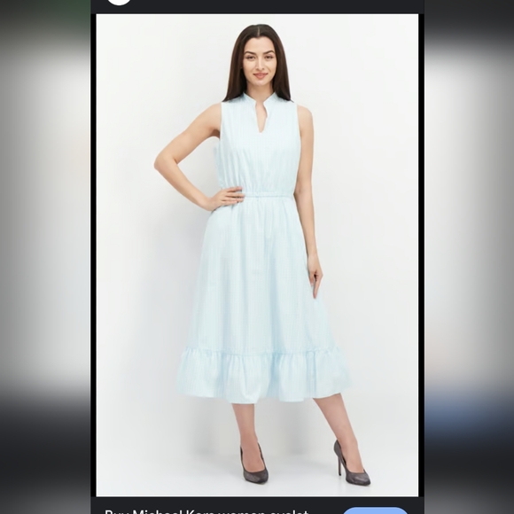 ANNE KLEIN,  NEW WITH TAGS,  Blue& White Gingham sleveless Midi dress. - Picture 3 of 16